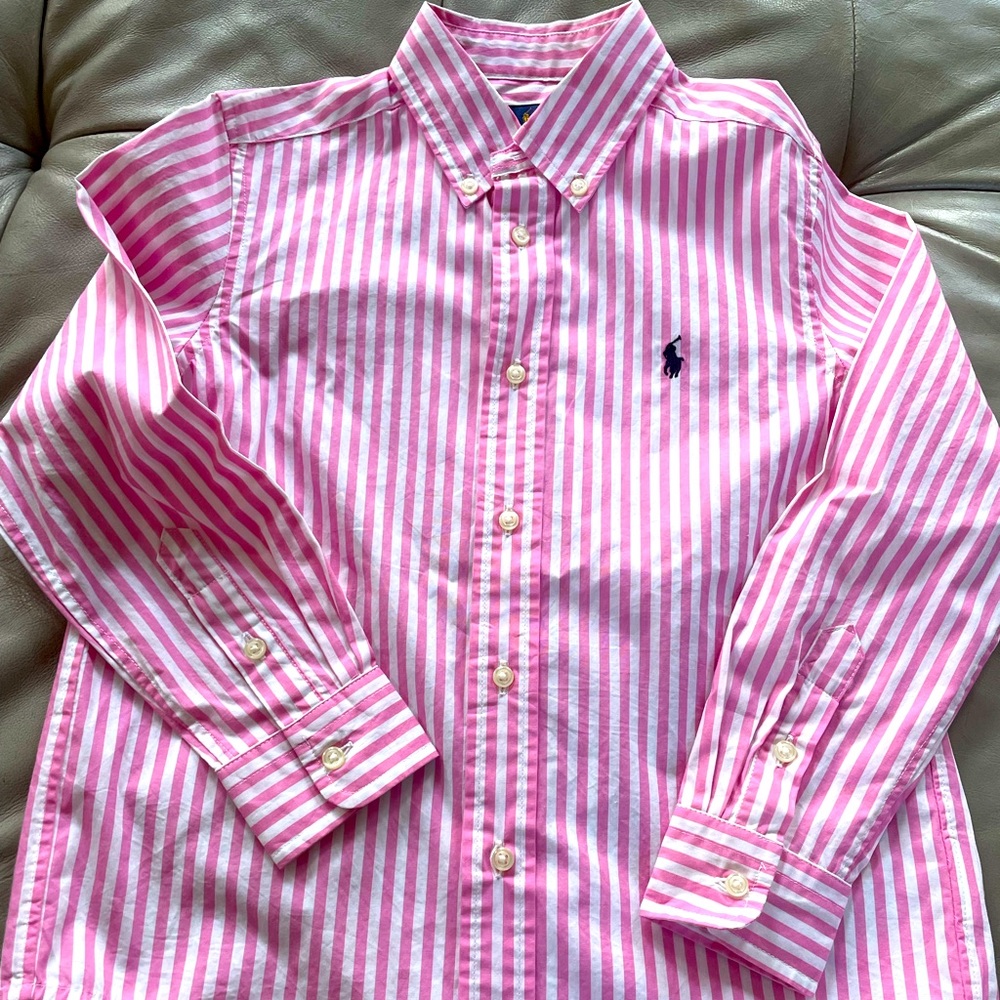 Ralph Lauren pink striped button up size 6